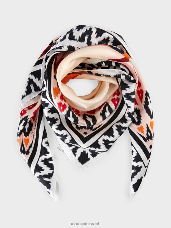 קרם Marc Cain צעיף משי עם הדפס פרחוני אבזר 62FRR1713