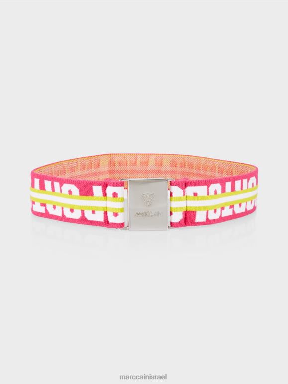 סופר ורוד Marc Cain חגורת מותן צבעונית עם אבזם מתכת אבזר 62FRR1719