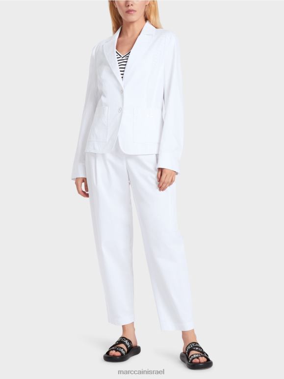 לבן Marc Cain בלייזר חיבוק דמות "לחשוב מחדש ביחד". הַלבָּשָׁה 62FRR178