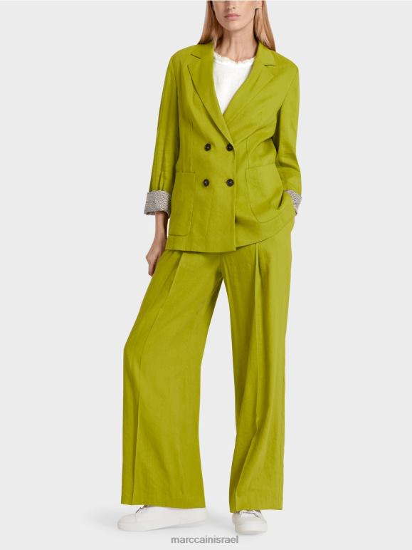 ירוק זית עמוק Marc Cain מעיל פשתן כפול הַלבָּשָׁה 62FRR190