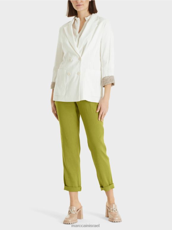 צבע קרם Marc Cain מעיל פשתן כפול הַלבָּשָׁה 62FRR192