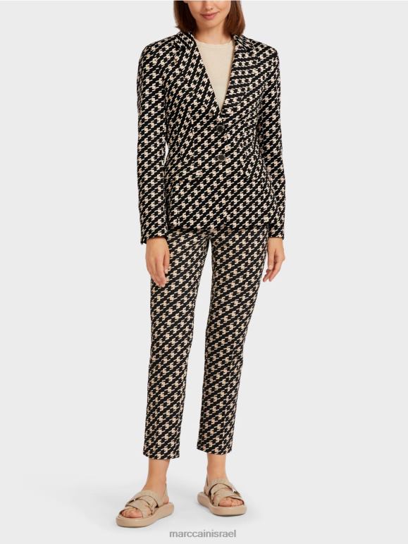 שָׁחוֹר Marc Cain בלייזר קלאסי במשבצת רועים הַלבָּשָׁה 62FRR205