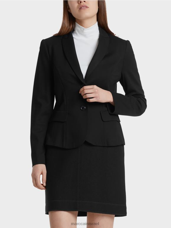 שָׁחוֹר Marc Cain בלייזר קל בג'רסי משובח הַלבָּשָׁה 62FRR214