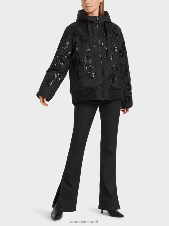 שָׁחוֹר Marc Cain מעיל חוצות "לחשוב מחדש ביחד". הַלבָּשָׁה 62FRR233