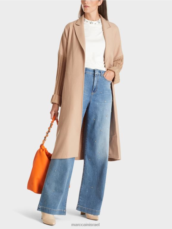 טופי בהיר Marc Cain מעיל סרוג בגרמניה הַלבָּשָׁה 62FRR252