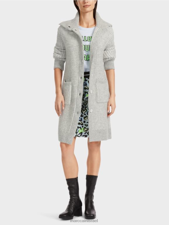 אפור כסוף Marc Cain מעיל סרוג סרוג בגרמניה הַלבָּשָׁה 62FRR256