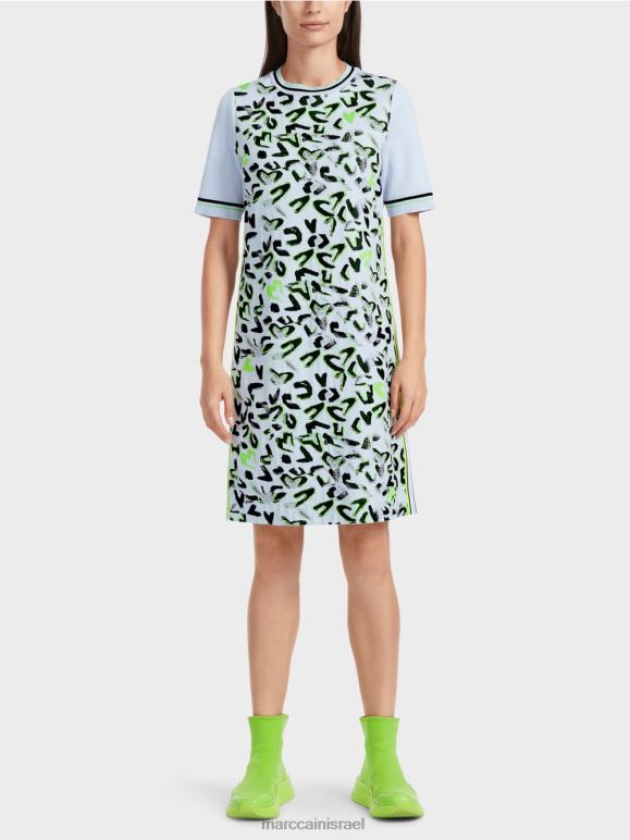 כחול אבקה רכה Marc Cain שמלת טריקו "סרוגה בגרמניה הַלבָּשָׁה 62FRR27