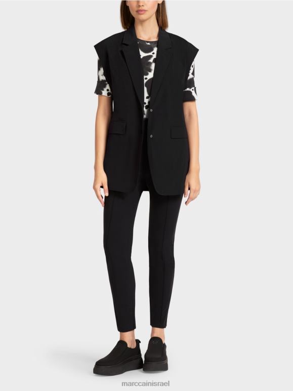 שָׁחוֹר Marc Cain חזייה עם דש ושרוך הַלבָּשָׁה 62FRR282