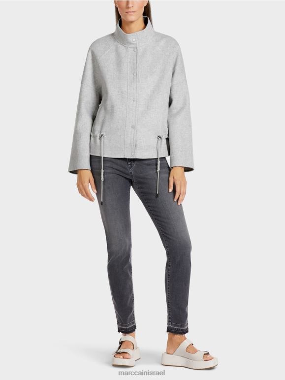 אפור כסוף Marc Cain מעיל חיצוני לבד צמר הַלבָּשָׁה 62FRR285