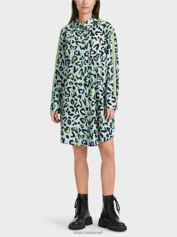 כחול אבקה רכה Marc Cain שמלת חולצה עגול צווארון "לחשוב מחדש". הַלבָּשָׁה 62FRR29