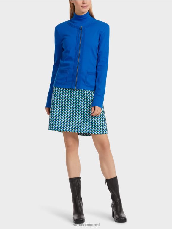 כחול רויאל בהיר Marc Cain ז'קט עם רוכסן עם צוואר עגול הַלבָּשָׁה 62FRR308