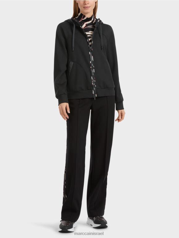 שָׁחוֹר Marc Cain ז'קט קפוצ'ון עם רוכסן הַלבָּשָׁה 62FRR317