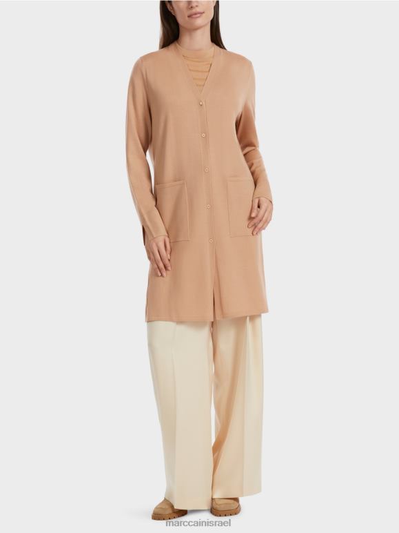 טופי בהיר Marc Cain קרדיגן צמר "לחשוב מחדש ביחד". הַלבָּשָׁה 62FRR326