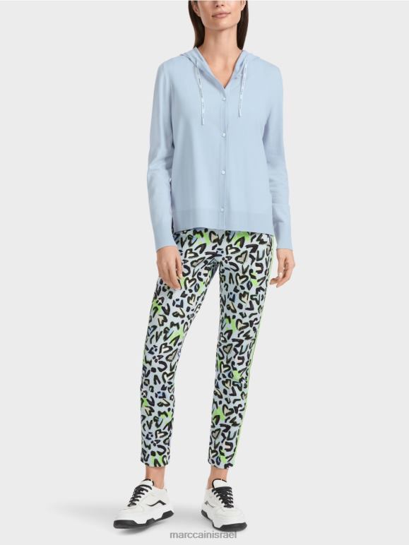 כחול אבקה רכה Marc Cain קרדיגן סרוג "לחשוב מחדש ביחד". הַלבָּשָׁה 62FRR328