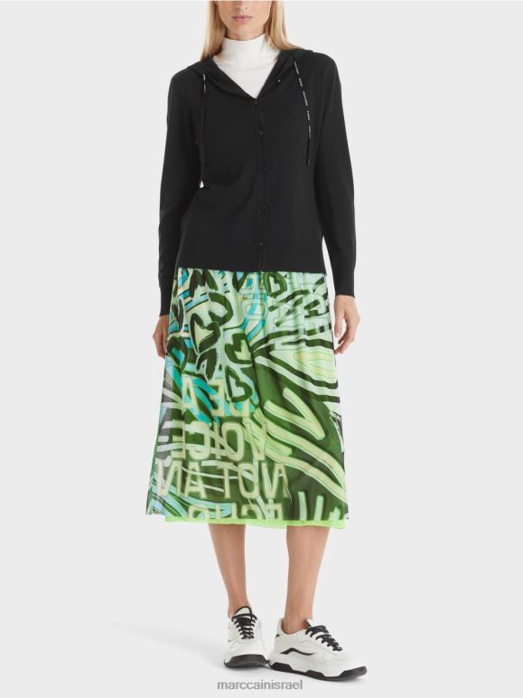 שָׁחוֹר Marc Cain קרדיגן סרוג "לחשוב מחדש ביחד". הַלבָּשָׁה 62FRR339