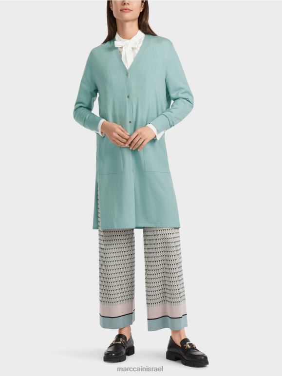 שמיים כחולים כהים Marc Cain קרדיגן צמר "לחשוב מחדש ביחד". הַלבָּשָׁה 62FRR342