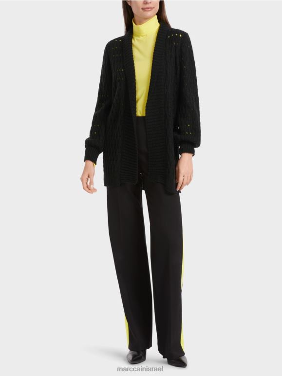 שָׁחוֹר Marc Cain קרדיגן סרוג בגרמניה הַלבָּשָׁה 62FRR346