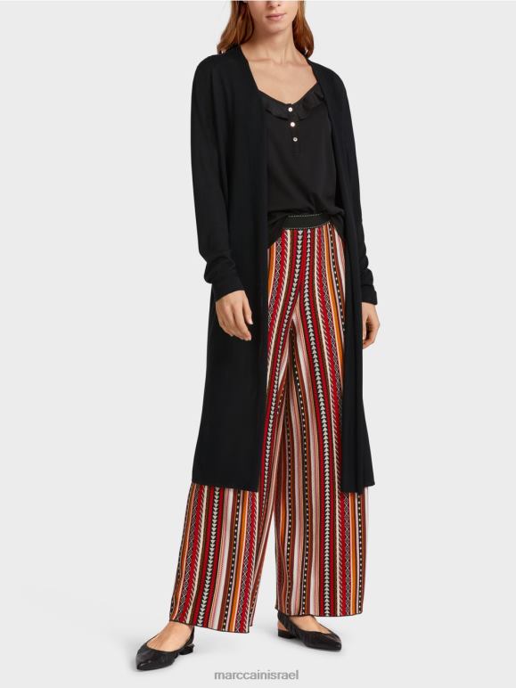 שָׁחוֹר Marc Cain קרדיגן סרוג ארוך ומשובח הַלבָּשָׁה 62FRR360