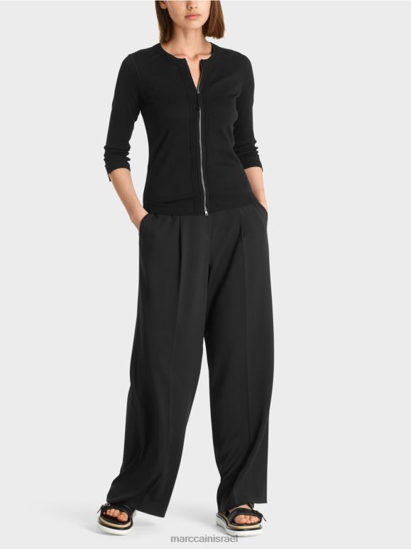 שָׁחוֹר Marc Cain ז'קט כותנה מתיחה הַלבָּשָׁה 62FRR366