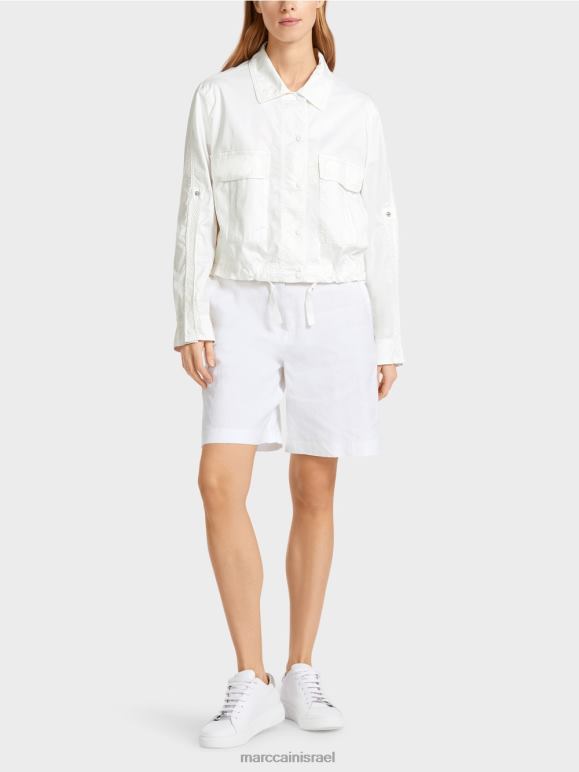 לבן Marc Cain מעיל קיץ קליל עם כיסי מטען הַלבָּשָׁה 62FRR373