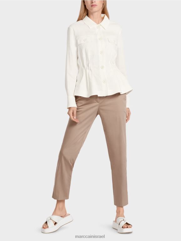 צבע קרם Marc Cain מעיל פשתן נשי הַלבָּשָׁה 62FRR376