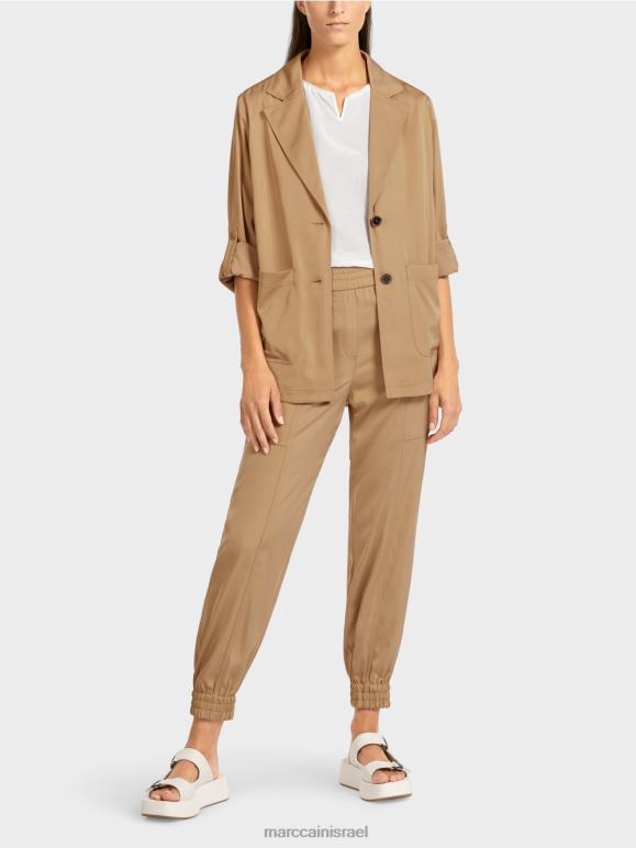 חום חימר בהיר Marc Cain ז'קט בלייזר עם שרוולים מופשלים הַלבָּשָׁה 62FRR387