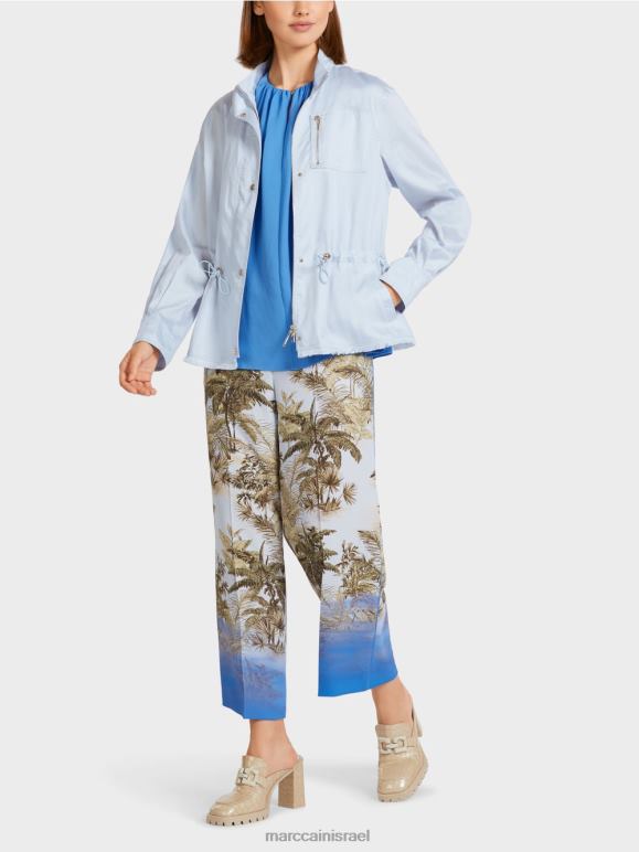 כחול פודרה בהיר Marc Cain ז'קט חוץ נינוח מכותנה הַלבָּשָׁה 62FRR395