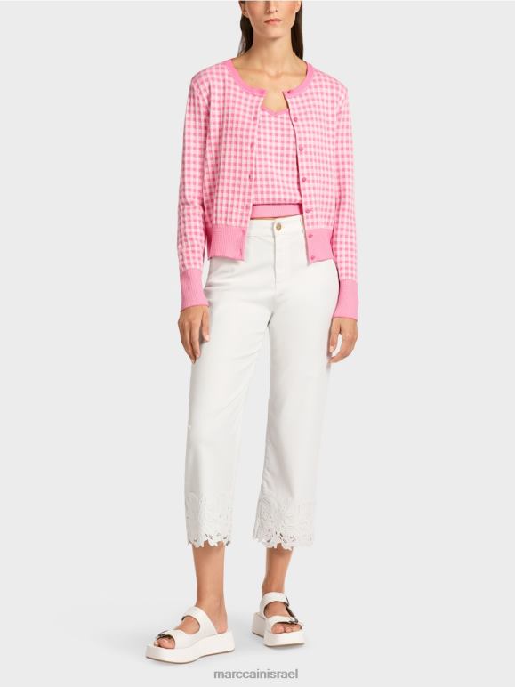 ורוד בהיר Marc Cain קרדיגן משובץ "סרוג בגרמניה" הַלבָּשָׁה 62FRR407