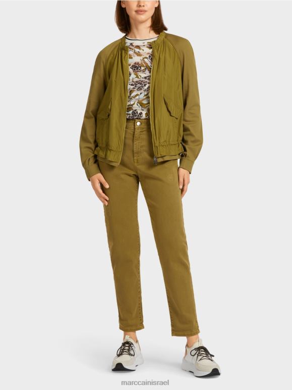 אוליב צהוב Marc Cain בלוסון רך מבד מצולע משובח הַלבָּשָׁה 62FRR413