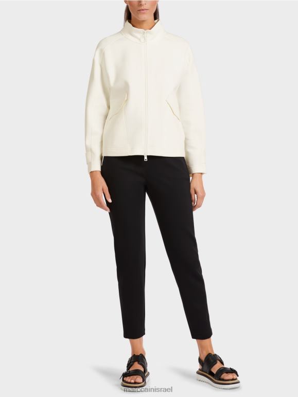 צבע קרם Marc Cain מעיל רוכסן משוחרר עם צווארון עמיד הַלבָּשָׁה 62FRR428