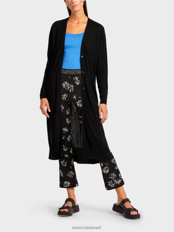 שָׁחוֹר Marc Cain קרדיגן באורך בינוני הַלבָּשָׁה 62FRR430