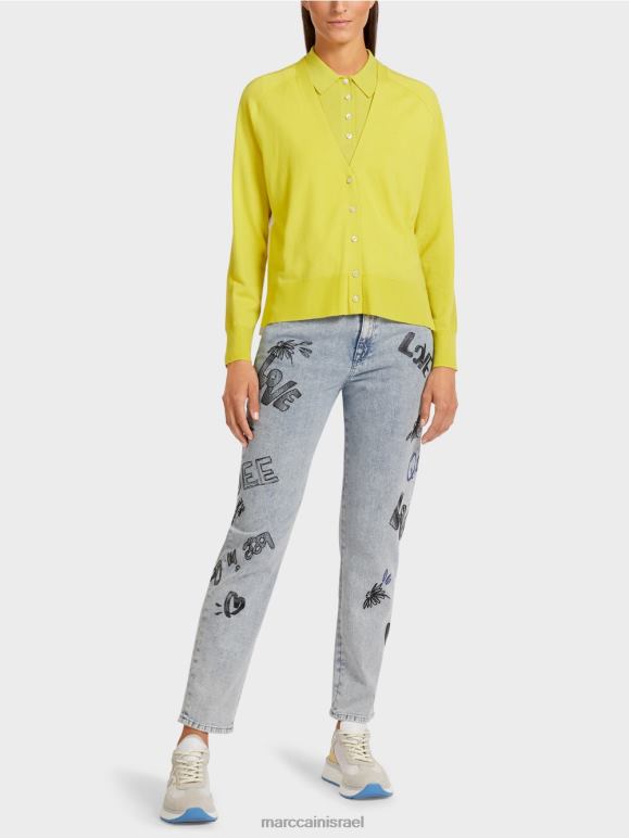 גופרית ירוקה Marc Cain קרדיגן עם שרוולי ראגלן הַלבָּשָׁה 62FRR431