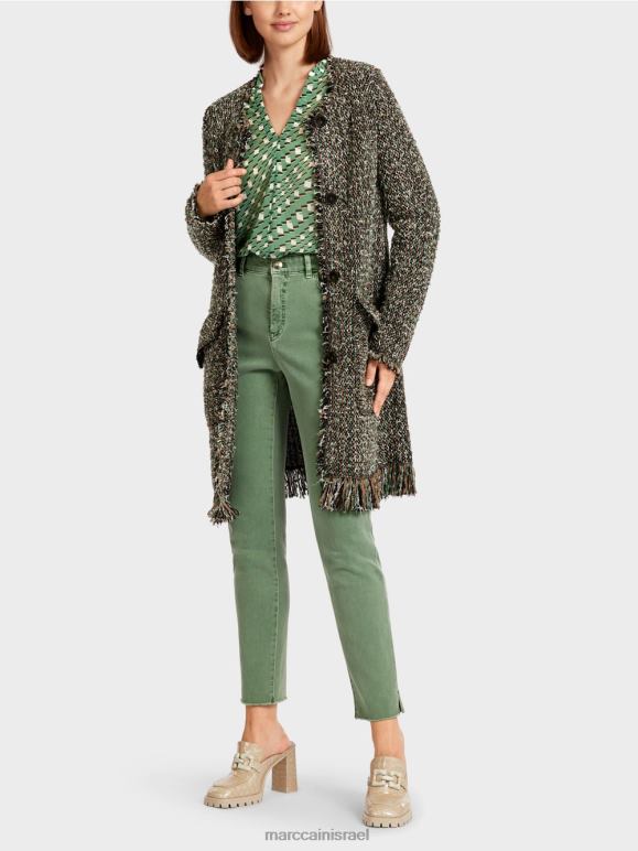 שָׁחוֹר Marc Cain קרדיגן משוצי "סרוג בגרמניה" הַלבָּשָׁה 62FRR434