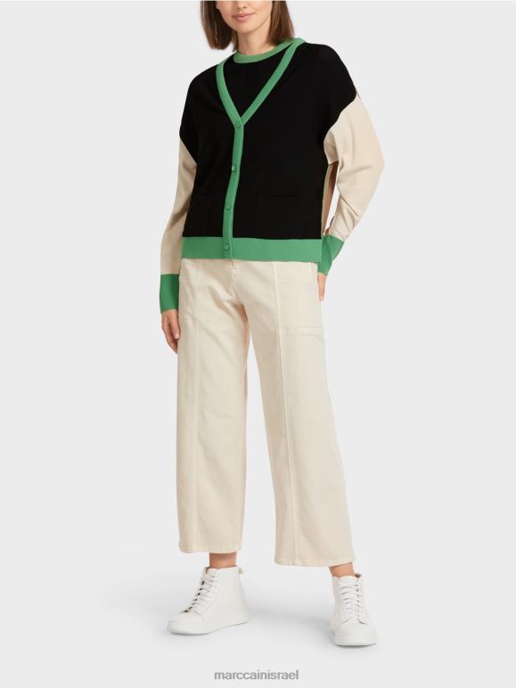 שָׁחוֹר Marc Cain קרדיגן בלוק צבעוני "לחשוב מחדש ביחד". הַלבָּשָׁה 62FRR436