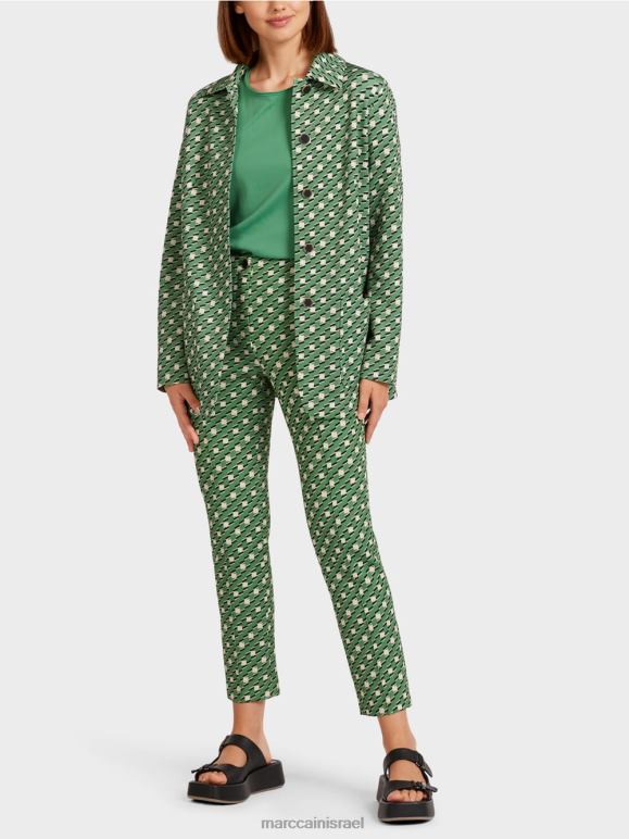 ירוק אזוב Marc Cain ז'קט חולצה עם כפתורים מטאליים הַלבָּשָׁה 62FRR439