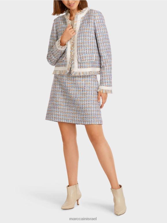 כחול אטמוספרי Marc Cain ז'קט קצר בבוקל כותנה הַלבָּשָׁה 62FRR442