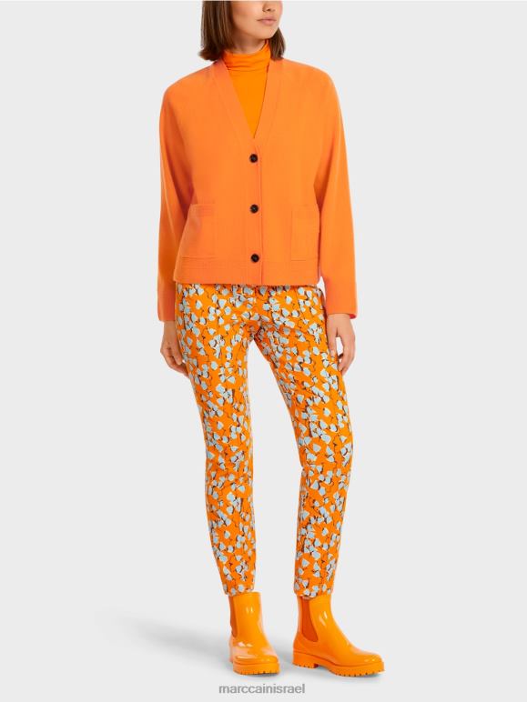 כתום שקוף Marc Cain קרדיגן אלגנטי עם שסעים בצד הַלבָּשָׁה 62FRR447