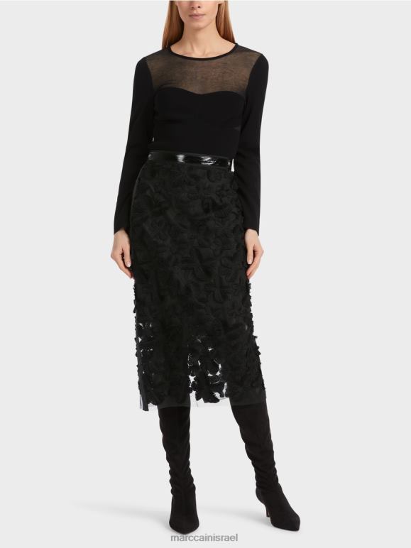 שָׁחוֹר Marc Cain חצאית מידי אלגנטית הַלבָּשָׁה 62FRR460