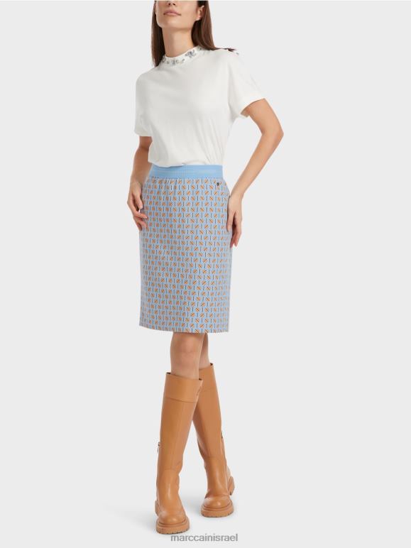 שמי קיץ כהים Marc Cain חצאית באורך הברך עם עיצוב גרפי הַלבָּשָׁה 62FRR468