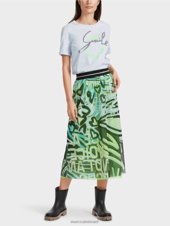 כחול אבקה רכה Marc Cain חצאית עיצוב גרפיטי בג'רזי טול הַלבָּשָׁה 62FRR469