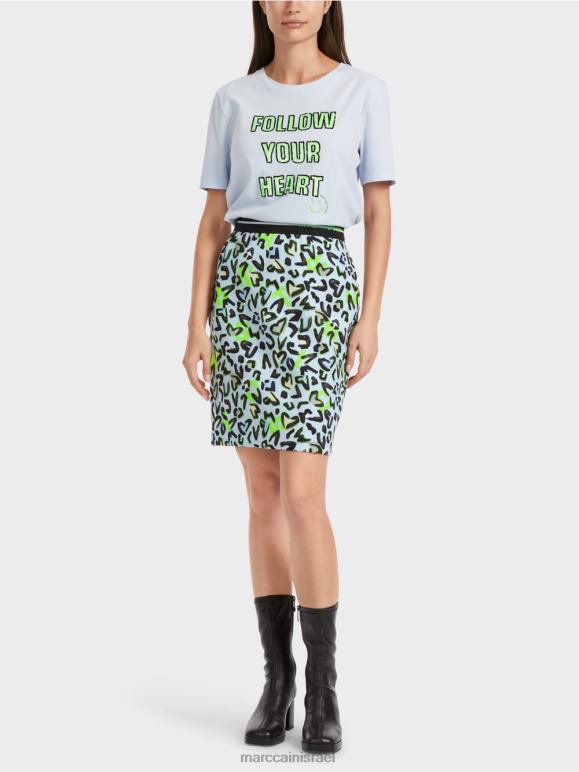כחול אבקה רכה Marc Cain חצאית מיני דקה עם הדפס גרפיטי הַלבָּשָׁה 62FRR470