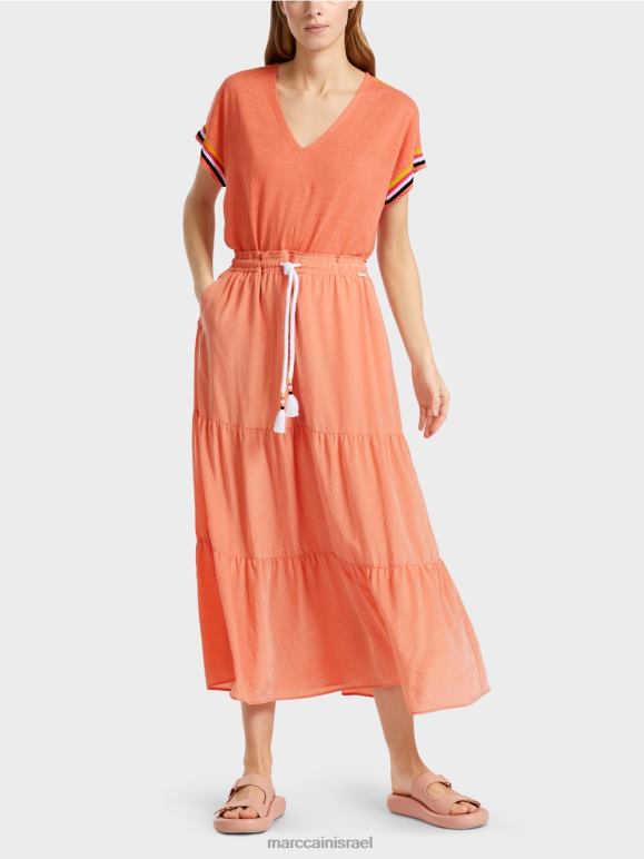 טרקוטה בהירה Marc Cain חצאית עטיפה עם חוט הַלבָּשָׁה 62FRR480