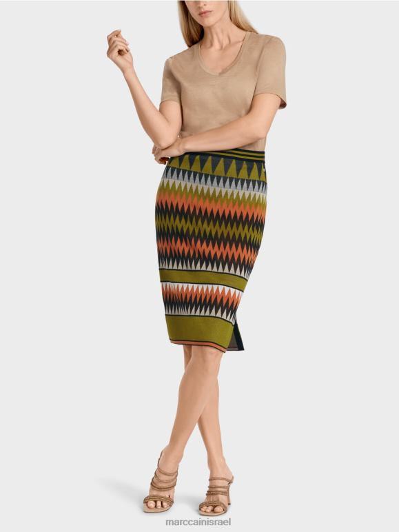 ירוק זית עמוק Marc Cain חצאית צרה "סרוגה בגרמניה" הַלבָּשָׁה 62FRR487