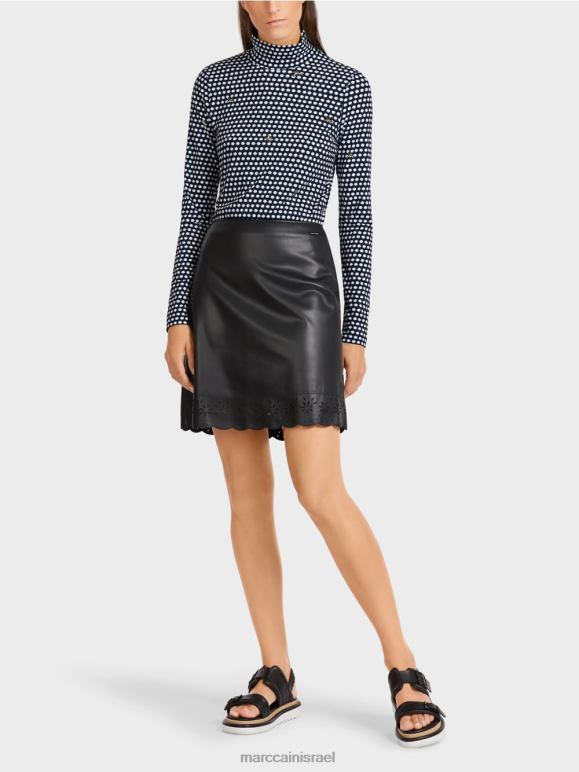 שָׁחוֹר Marc Cain חצאית מיני מתרחבת מעור מלאכותי הַלבָּשָׁה 62FRR506