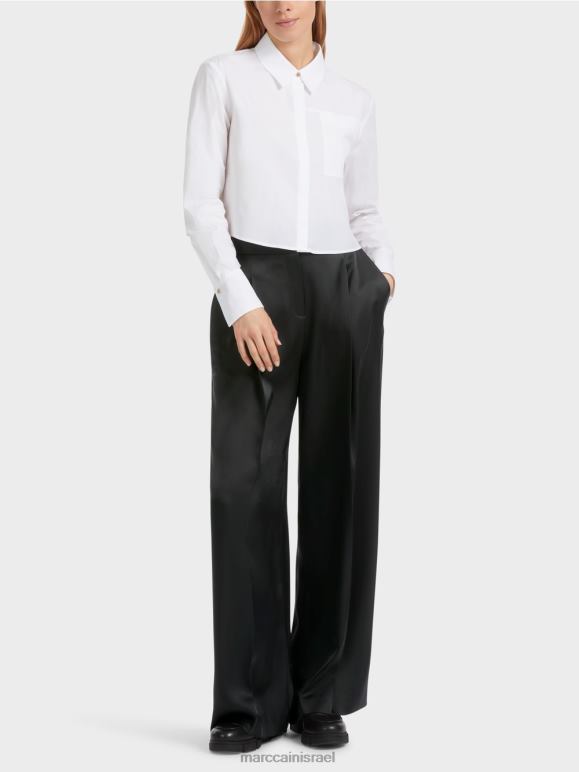 שָׁחוֹר Marc Cain מכנסי ויצ'יטה קפלים עם רגל רחבה הַלבָּשָׁה 62FRR526