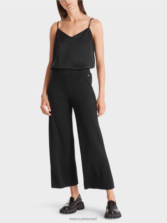 שָׁחוֹר Marc Cain מכנסי צמר סרוגים בגרמניה הַלבָּשָׁה 62FRR530