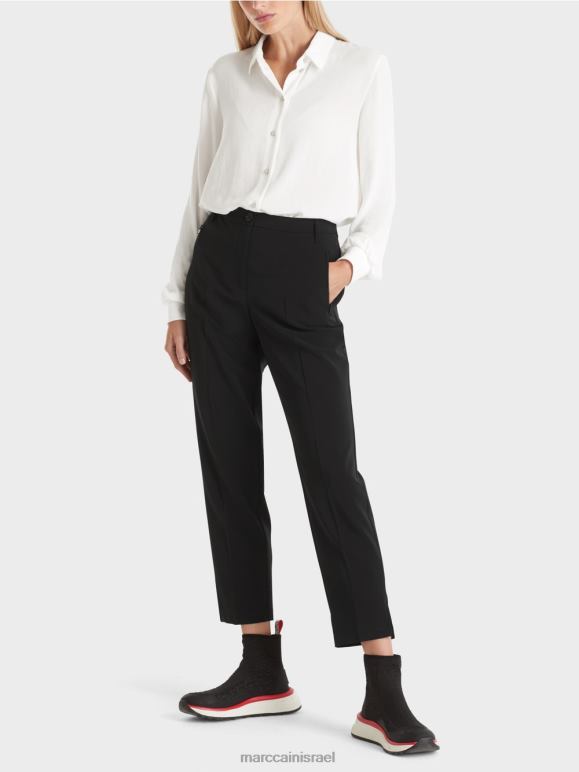 שָׁחוֹר Marc Cain מכנסיים פושונים עם חריצים בצד הַלבָּשָׁה 62FRR538