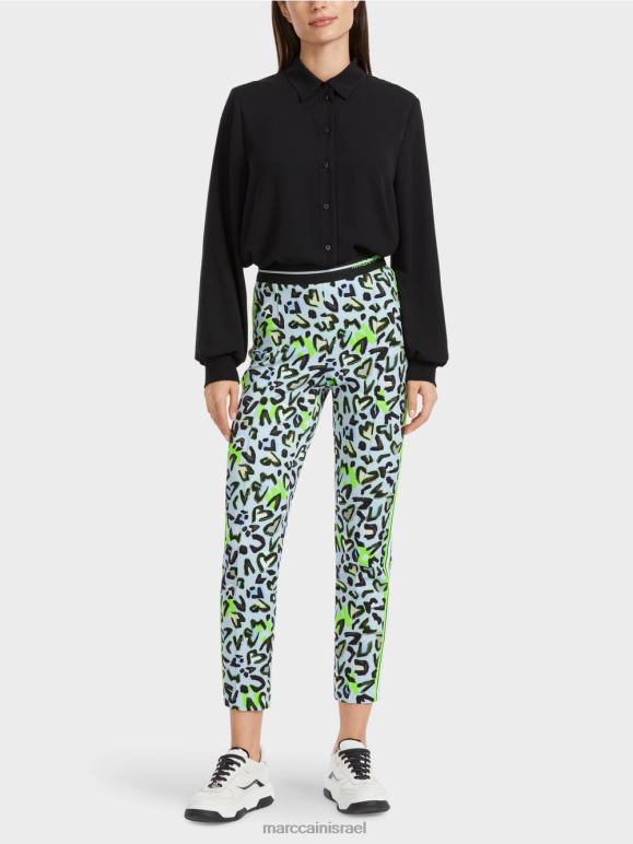 כחול אבקה רכה Marc Cain מכנסיים צרים סופיה עם הדפס אול אובר הַלבָּשָׁה 62FRR562