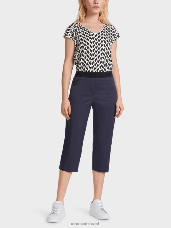 כחול חצות Marc Cain מכנסי קיץ עם רצועת מותן אלסטית הַלבָּשָׁה 62FRR596