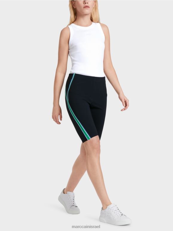 כחול חצות Marc Cain דמות מחבקת מכנסיים קצרים עם סרט הַלבָּשָׁה 62FRR604